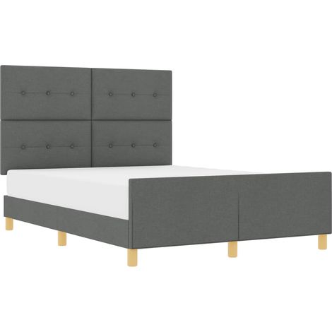 Maison Exclusive - Cadre de lit avec tête de lit Gris foncé 160 x 200 cm tissu (1/5)