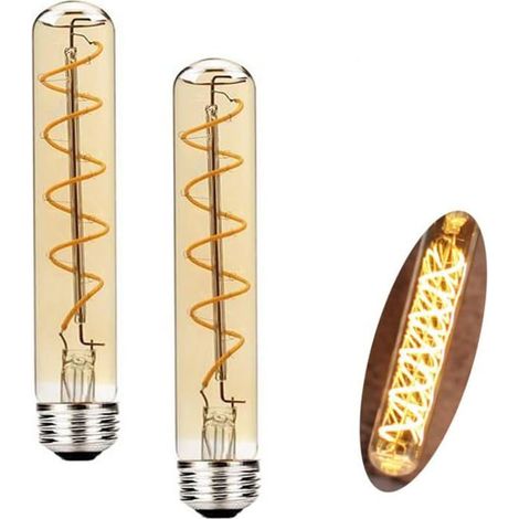 BelleRise - T30 E27 4W Ampoules à Filament LED Dimmable Blanc Chaud 2200K 185mm Long Tube Edison Vintage Lampe Décorative, 2 Paquets (1/3)