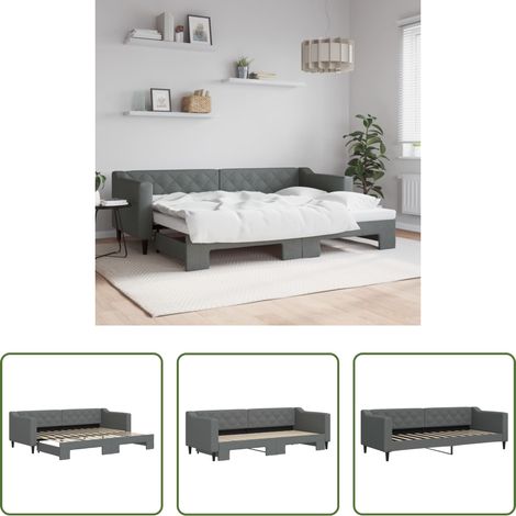 Schlafsofa -  Tagesbett Ausziehbar Dunkelgrau 80x200 cm Stoff