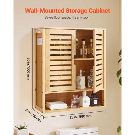 Armoire Murale de Salle de Bain avec 2 Portes et Étagère Réglable, Armoire à Pharmacie Au-Dessus des Toilettes, Organisateur Suspendu avec Étagères et Cloison Ouverte pour Buanderie, Cuisine (1/5)