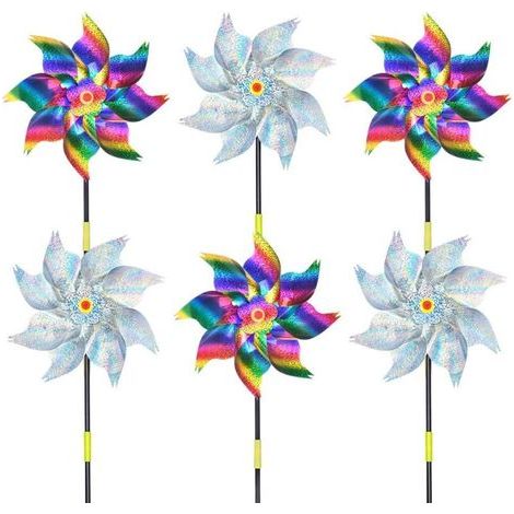 Répulsif Oiseaux, 6PCS Réfléchissant Moulin à Vent Effaroucheurs, Moulin à Vent Réfléchissant Anti-Oiseaux, Moulins à Vent Jardin Exterieur, Effaroucheur Oiseaux Decoration, pour Le Verger Ferme (1/5)