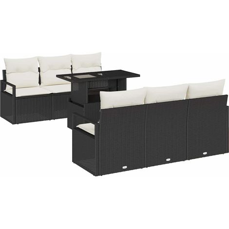 Maison Exclusive - Set Divano da Giardino 7 pcs Nero e Crema polyrattan (1/5)