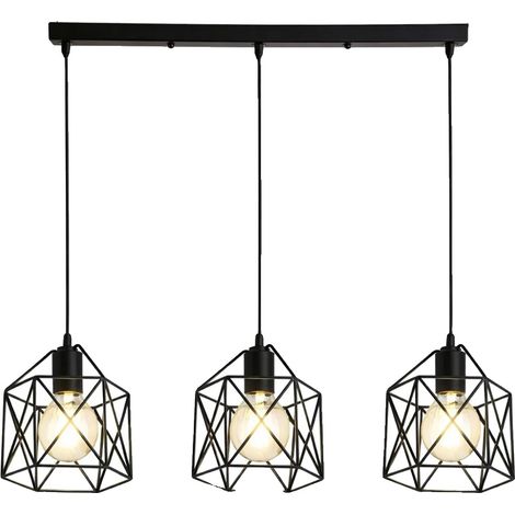 Suspension Luminaire, Design à 3 Lumières, Style Industriel Vintage, 3-Tête, Pas de Bulb-a (1/2)