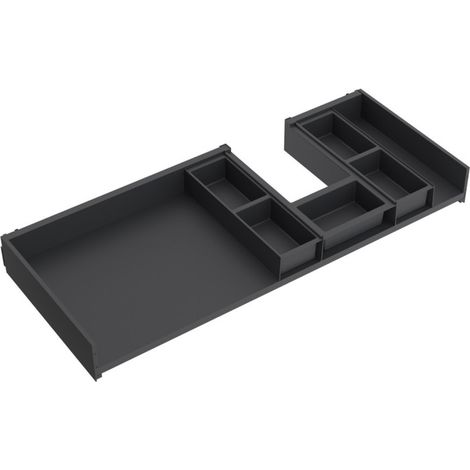 Tiroir Accessoire pour Meuble SALGAR Onix L95xH8.9xl35cm Gris Anthracite - 103418 (1/2)