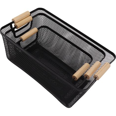 geräumige, dekorative und robuste schwarze Drahtkörbe aus Eisen zur Aufbewahrung von Büchern, Snacks und Make-up (1/5)