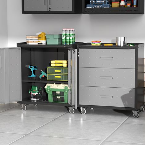 Meuble rangement métal 75x42x88 cm sur roulettes HAVRYA (1/5)
