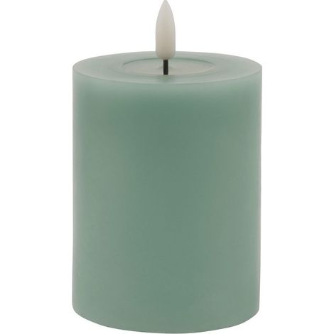 Luxe Collection Melt Effect LED Candle - Wax - L8 x W8 x H10 cm - Sage