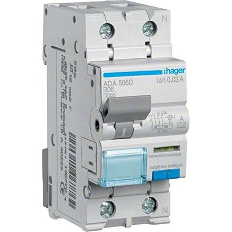 Disjoncteur Hager FI-LS sensibilité 30mA intensité 6A