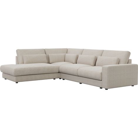 Mobilier Deco – Canapé d'angle 240 cm en tissu beige – Angle gauche – Assise moelleuse et dossier rembourré – Design moderne pour salon