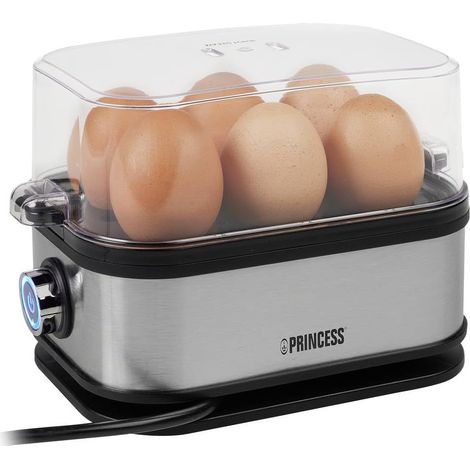 Cuiseur à œufs électrique - Pour 6 œufs - Œufs durs, mollets ou à la coque - 400 W Inox Brossé (1/5)