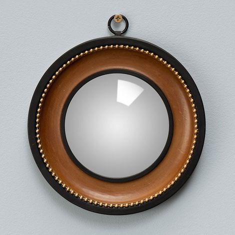 Miroir convexe gousset bord marron 19cm (1/3)