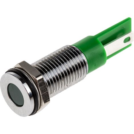 Voyant LED lumineux  Vert RS PRO, dia. 8mm, 6V c.c., IP67 ( Prix pour 1 )