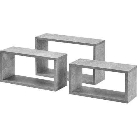 Juego de 3 estantes de pared Elegante juego de estantes flotantes en diferentes tamaños Capacidad de carga 5 kg gris 030005794 (1/4)