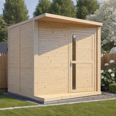 Abri de jardin bois Bertilo Concept 18mm avec plancher 5,28m² naturel (1/5)