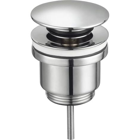 Bonde de vidange à pression en laiton chromé argent pour lavabo, grand couvercle 66mm, mécanisme à ressort G1-1/4, hauteur réglable (1/4)