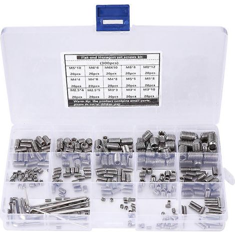 Coffret de 300 goujons hexagonaux filetés, en acier inoxydable 304, avec 6 clés. (1/4)