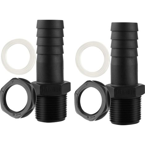 Lot de 2 trop-plein cuve 25mm – passe-paroi – raccord mâle – citerne eau 1000L – joints inclus (9.8x2.5x3 cm) (1/5)