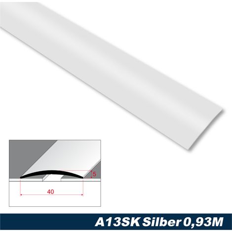 Übergangsprofile aus Aluminium, langlebig & rostfrei als Übergangsleiste von Bodenfugen & Dekoration (A13SK - 0.93M / 40x5mm, Silber)