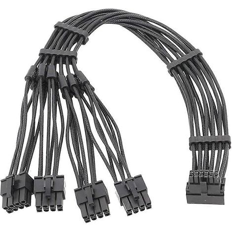 Câble 3x 4x 8 broches mâle vers 12VHPWR PCIE5.0 16 broches ATX3.0 pour cartes graphiques RTX40 - 70 cm 4X8PLA- (1/4)
