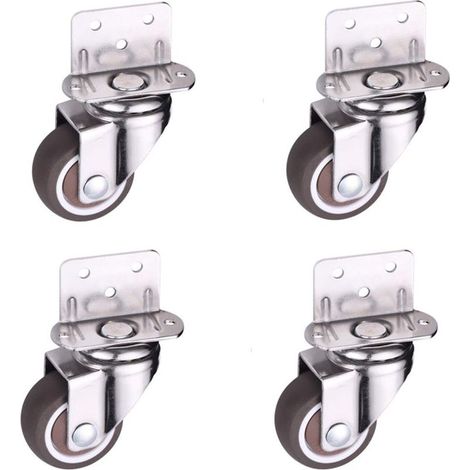 4 Pcs Petite roulettes pivotantes, 25mm roulette pour meuble, roulette en L pour lit de bébé, armoire, meubles, table, capacité de chargement 11kg par roue (1/4)