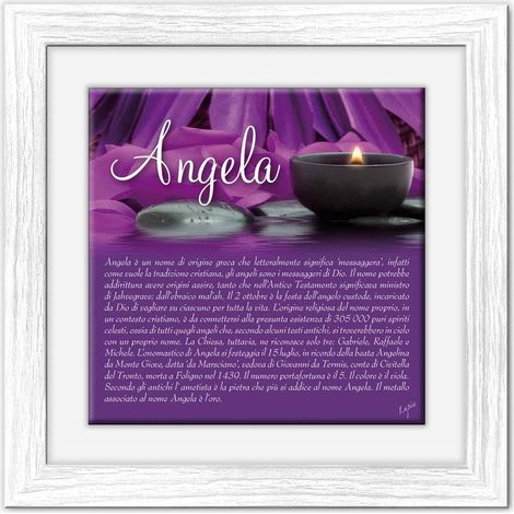 Lupia - Quadro mattonella Ceramica Modern White 29x29 cm con significato del nome Angela (1/4)