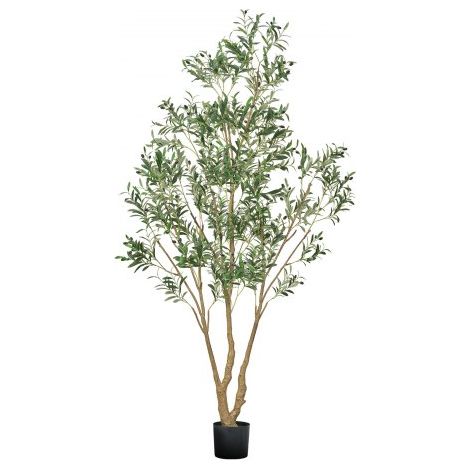 Árbol Artificial de Olivo Alto de 2438 mm Planta Artificial de PE para Decoración Árbol Verde Planta Falsa para Hogar, Oficina, Hotel, Centro Comercial, Interior y Exterior, Maceta Negra (1/5)