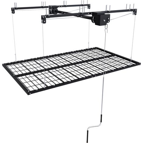 Estantería elevable de techo para garaje 244x120 cm acero negro 136 kg con manivela (1/5)