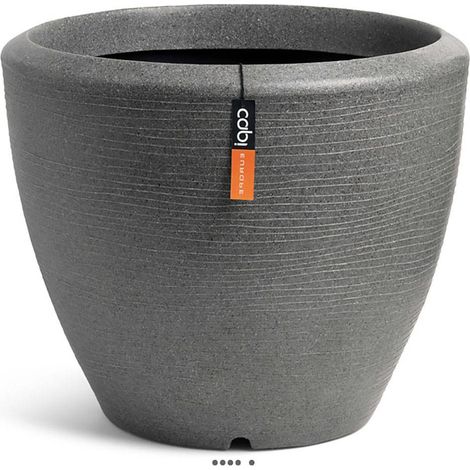 Pot évasé granite en plastique moderne H 48 x D 60 cm Gris - dimhaut: H 48 cm - couleur: Gris ciment