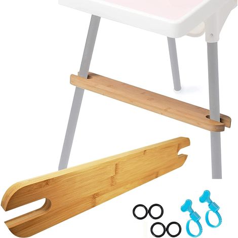 Reposapiés para trona, ajustable, antideslizante, de bambú natural con anillas de goma, de madera de bambú, compatible con la trona IKEA Antilop.