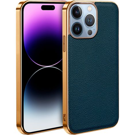 Étui pour iPhone 13 Pro, cuir de vachette, vert (1/4)