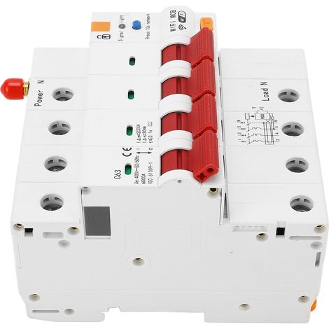 WLAN-Leistungsschalter mit Fehlerstromschutz und Fernbedienung, DIN-Schienenmontage, AC 400 V, 63 A, 4-polig (1/5)