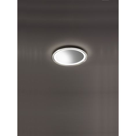 Miroir Led Mirò D.40 Cm 38W Gris Titane, Plafonnier Et Applique Murale, Lumière Chaude 3000K, Style Moderne Salle De Bain (1/4)