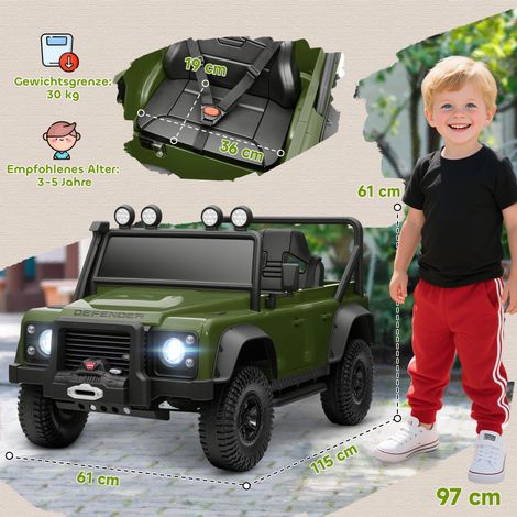Voiture électrique pour enfants, fonctionne sur batterie 12 V, télécommande, fonction musicale, klaxon, lumières LED, verte (1/5)