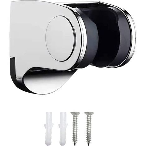 Soporte para cabezal de ducha: soporte para ducha de mano, soporte para ducha de pared, soporte ajustable para fijar el cabezal de ducha en el baño, acabado cromado (base altímetro). (1/4)
