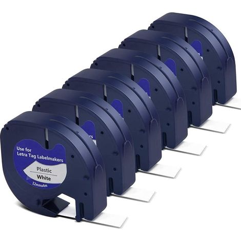 Lot de 6 recharges LetraTag pour DYMO, recharges d'étiquetage LetraTag d'accessoires tiers, 12 mm x 4 m (1/5)