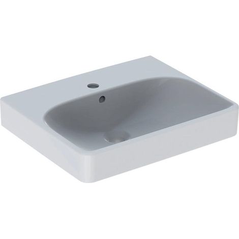 Lave-mains Geberit Smyle Square, Blanc, 50x16x41cm, troude robinetterie au centre