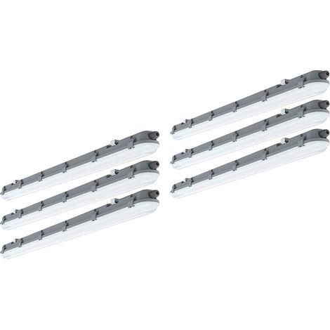 LED Deckenlampen Feuchtraum 120 cm Feuchtraumwannenleuchten LED 120 cm Garagenlampen LED Röhre, Reihenschaltung, 1x LED 36 Watt 4320 Lumen kaltweiß, 6er Set