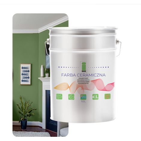 PITTURA MURALE CERAMICA LAVABILE VERDE OLIVA 10L ANTIMACCHIA (1/5)