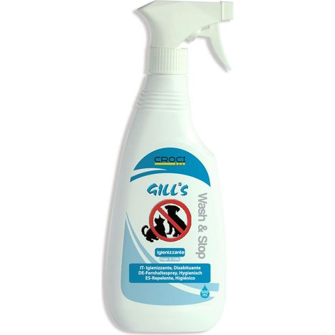 Set 6 pezzi Gill'S Igienizzante Wash & Stop 500 ml Igienizzante e Disabituante per Cani e Gatti