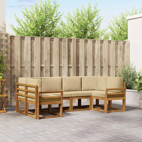 Ensemble de canapés d'extérieur 6 pcs Naturel et Beige (1/5)