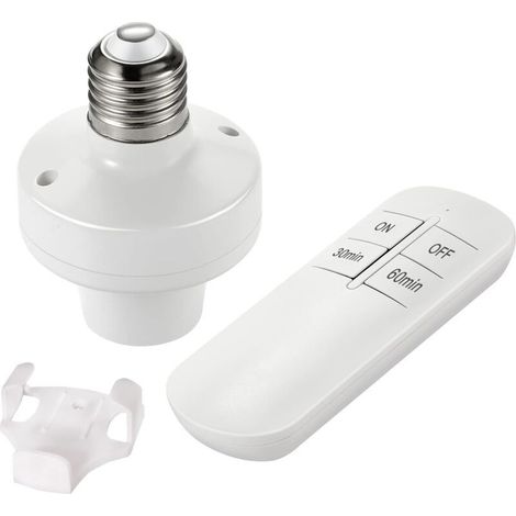 Lampe à télécommande sans fil Douille E27 Base d'ampoule, kit d'interrupteur sans fil avec minuterie on/off,Support Ampoule LED,FAN,Incandescence (uniquement RF) (1/4)