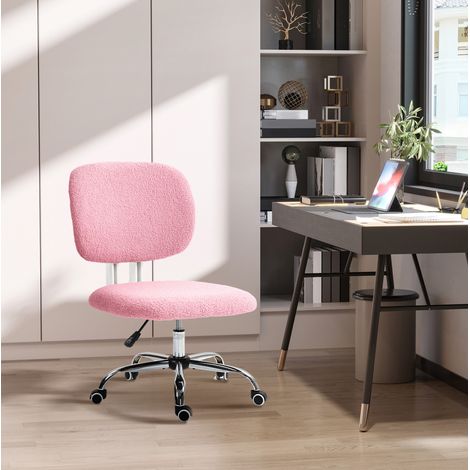 Chaise de bureau ergonomique 48x53x80-90 cm en polyester rose, gain de place pour bureau FloraGrace (1/5)