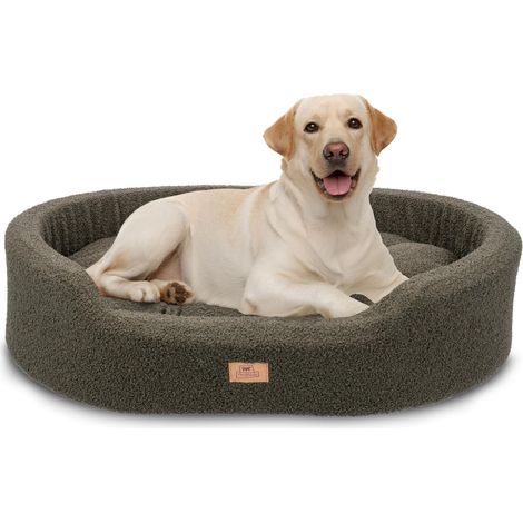 Coussin pour Chien de Taille Moyenne, Panier pour Chat, Tissu bouclé synthétique Lavable, Rembourrage Moelleux, Dimensions : 80 x 55 x h 18 cm. Vert. (1/5)