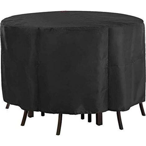 Table De Jardin Ronde, Housse De Chaise De Table De Patio Ronde, Housse De Meubles De Patio D'extérieur Oxford Robuste Résistante Au Vent, À L'eau Et Aux UV - Comme Montré, 142x68cm (1/5)