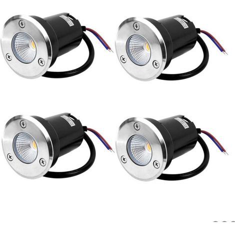 Spot encastrable au sol à LED 4, lampadaire encastré 5W pour l'extérieur, Spot encastrable au sol extérieur, antirouille, chargeable jusqu'à 800 kg, 12V-24V DC, acier inoxydable rond blanc (Blanc Chau (1/5)