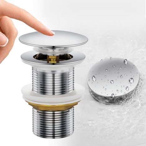 KLVGTIFS PU - INHHUB Bonde de Lavabo, Pop Up Bonde Lavabo Universel, Bonde d'évier essuyable et anti-débordement en laiton chromé G 11/4 pour Vasque Salle de Bain Avec Universel, 66 mm