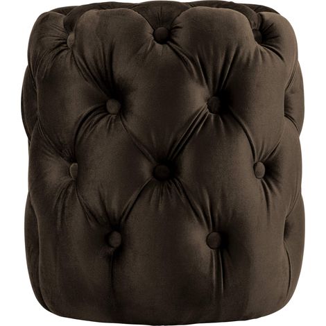 Pouf Drancy in velluto trapuntato marrone scuro M