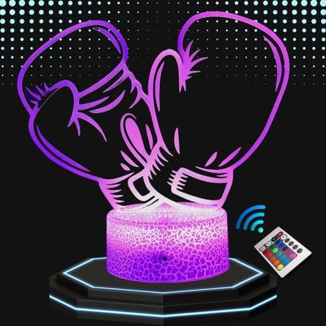 Lampe de chevet 3D led Gants Boxe Boxeur,Veilleuse changement de couleurs – Lampe tactile bureau et chambre enfant, Eclairage noël (1/4)