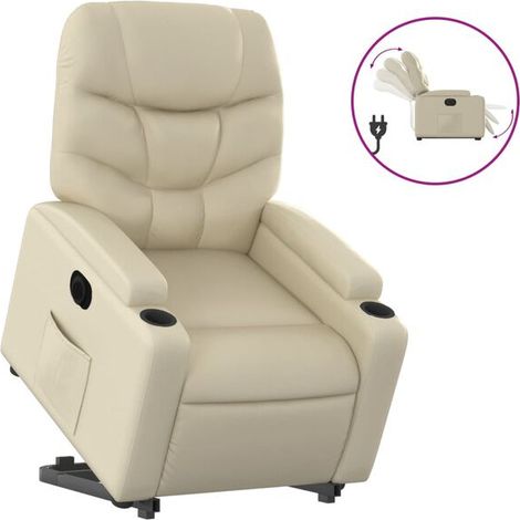 Fauteuil inclinable électrique en similicuir beige