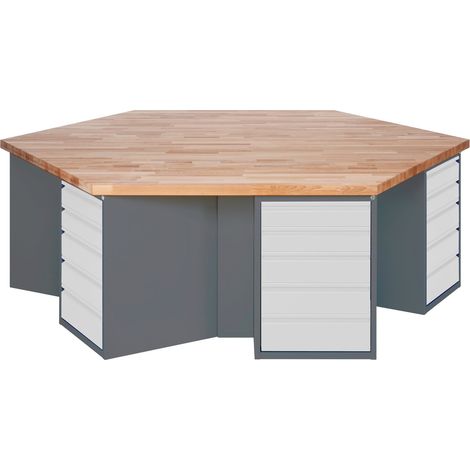STIER Gruppenwerkbank mit 6x5 Schubladen BxTxH 2700x2340x890 mm (1/5)